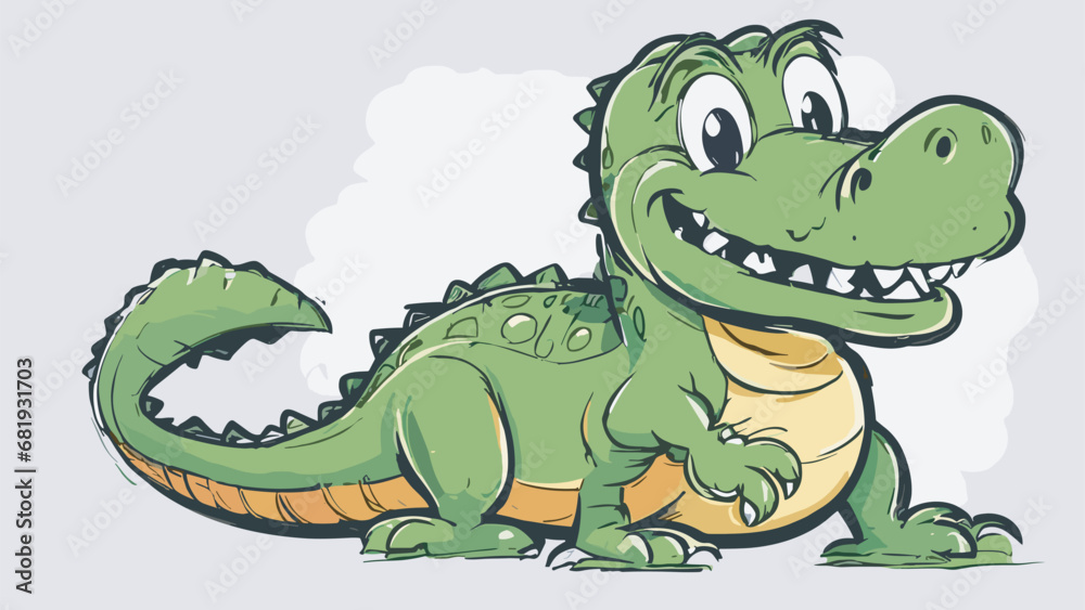 Fototapeta premium Crocodile cartoon character illustration vector image. Aligator wild design graphic design image