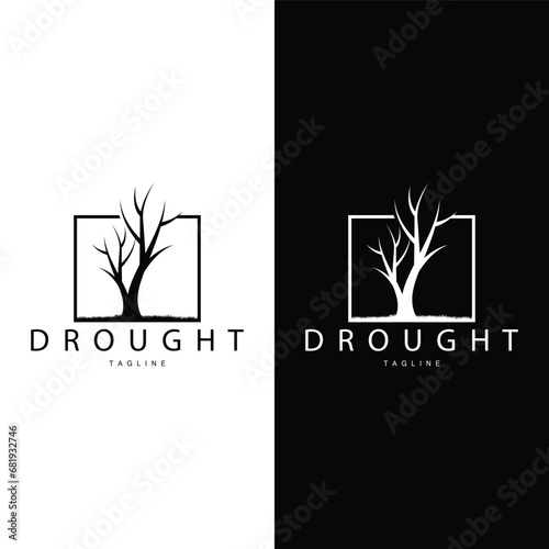 Drought Logo, Dry Tree Logo Design with Simple, Minimalist and Modern Vector Line Style