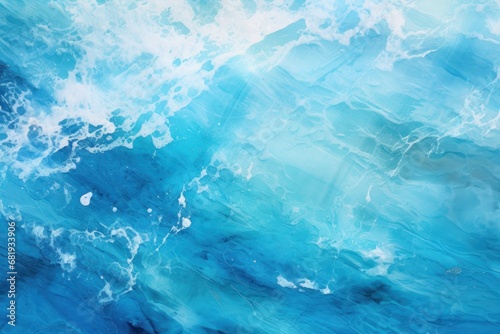 Tranquil blue watercolor texture simulating the ocean's surface, ideal for serene backgrounds or aquatic themes.