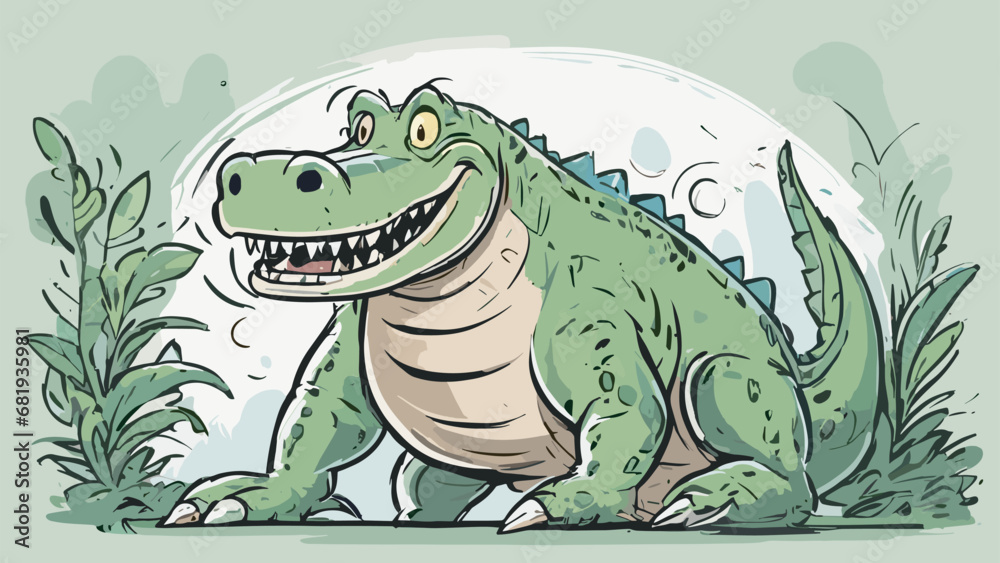 Fototapeta premium Crocodile cartoon character illustration vector image. Aligator wild design graphic design image