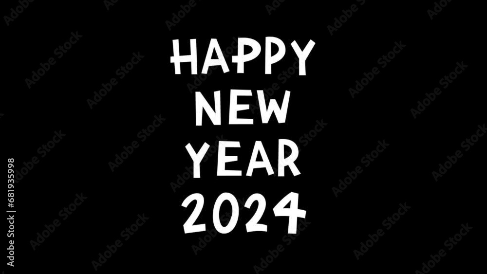 Handwritten red green text Happy New Year 2024 on transparent background with alpha channel. Horizontal banner for Merry Christmas. Loop animation. Looping 4K animated video. Concept of winter holiday Handwritten red green text Happy New Year 2024 on transparent background with alpha channel. Horizontal banner for Merry Christmas. Loop animation. Looping 4K animated video. Concept of winter holiday