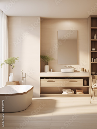 modern bathroom interior with bathtub