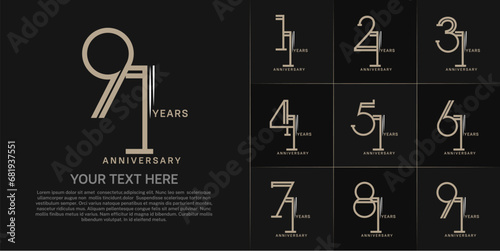 set of anniversary logotype brown color for special celebration event