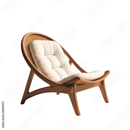 Wooden deck chair on transparent background, white background, isolated, chair illustration