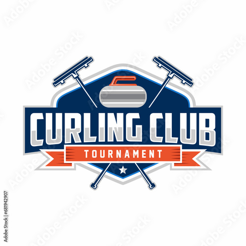 
Curling logo vector illustration, Logo for curling sport team
