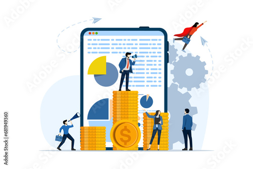 Concept of upward motivation, how to achieve goals, coin column graph, achieving goals, money, increasing motivation, how to achieve goals, flat vector illustration on a white background.