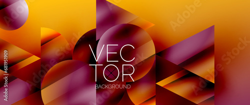 Captivating abstract backdrop composed of interlocking triangles and circles, forming an intriguing dance of shapes and patterns that exude both elegance and modernity