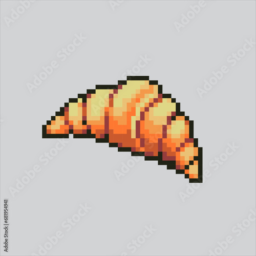 Pixel art illustration croissant. Pixelated croissant. Croissant cake bake pixelated for the pixel art game and icon for website and video game. old school retro.