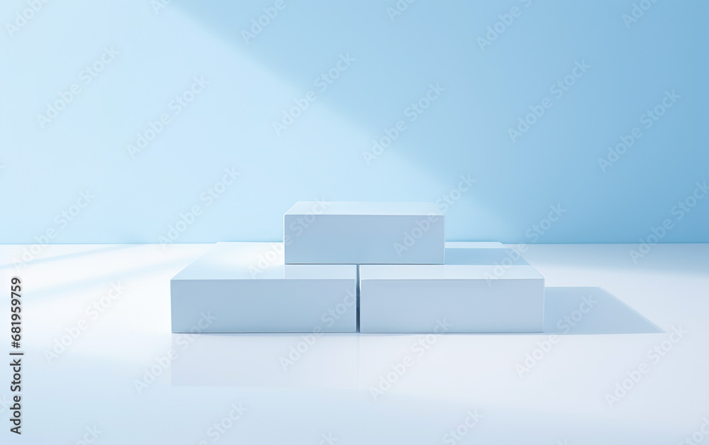 White Exhibition Stand on a Blue Background White Exhibition Stand on a Blue Background