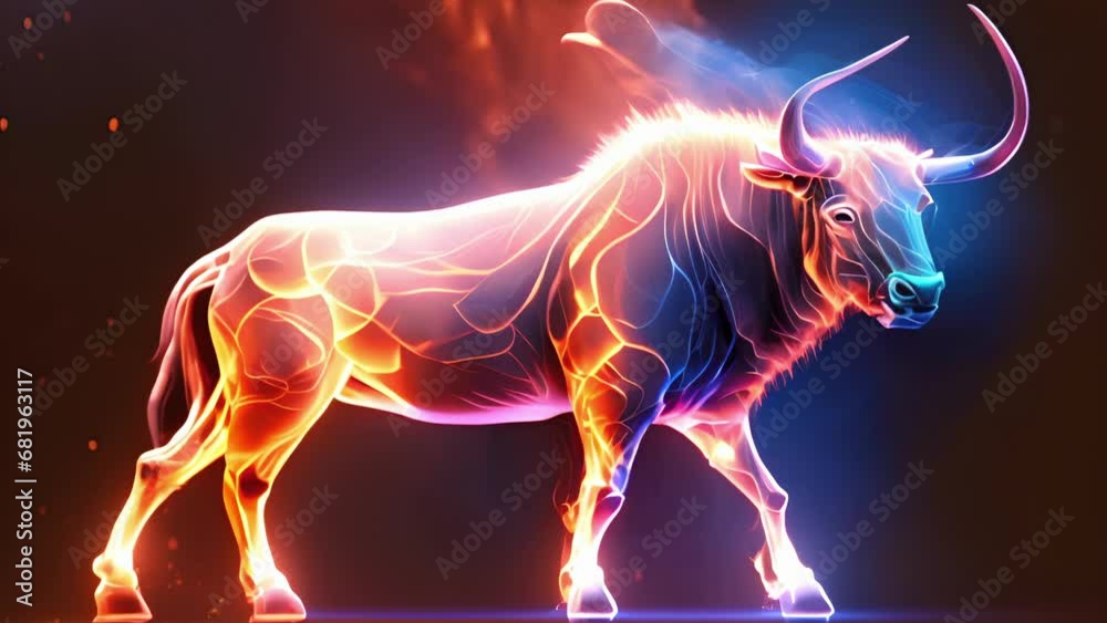 A powerful bull with a strong and determined energy. Zodiac Astrology concept. . A powerful bull with a strong and determined energy. Zodiac Astrology concept. .