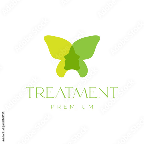 beauty skincare face women female feminine butterfly insect abstract colorful modern logo design vector illustration