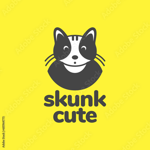 animal skunk cute mascot cartoon smile colorful face logo design vector icon illustration