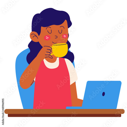 Woman With Laptop Illustration