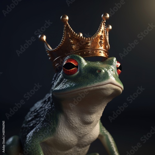 Portrait of a majestic Frog with a crown