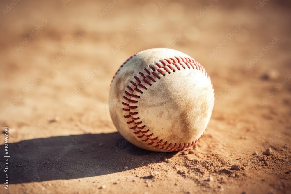 Majestic Baseball at Rest on the Baseball Field Waiting for the Next Generative AI