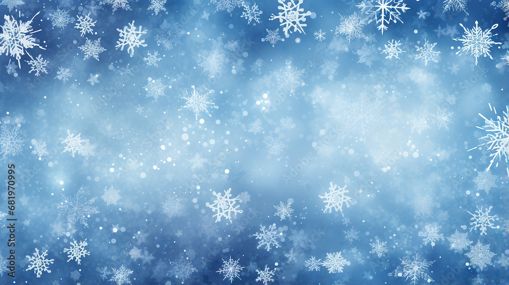 beautiful festive frosty pattern with snowflakes on blue background