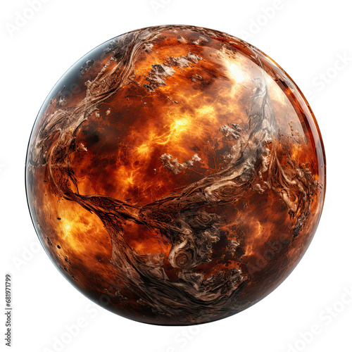 Bronze Brown Planet Isolated on Transparent or White Background, PNG photo