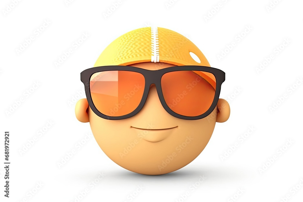 Cool Dude Rocking the Shades and Cap with a Cartoon Yellow Sports Ball Generative AI Cool Dude Rocking the Shades and Cap with a Cartoon Yellow Sports Ball Generative AI