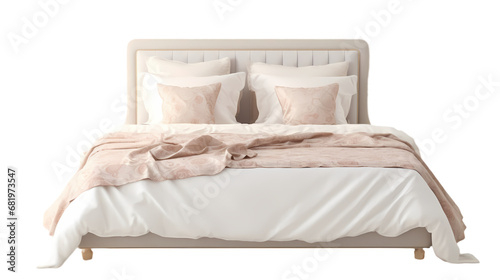 Double bed on transparent background, white background, isolated, bed illustration photo