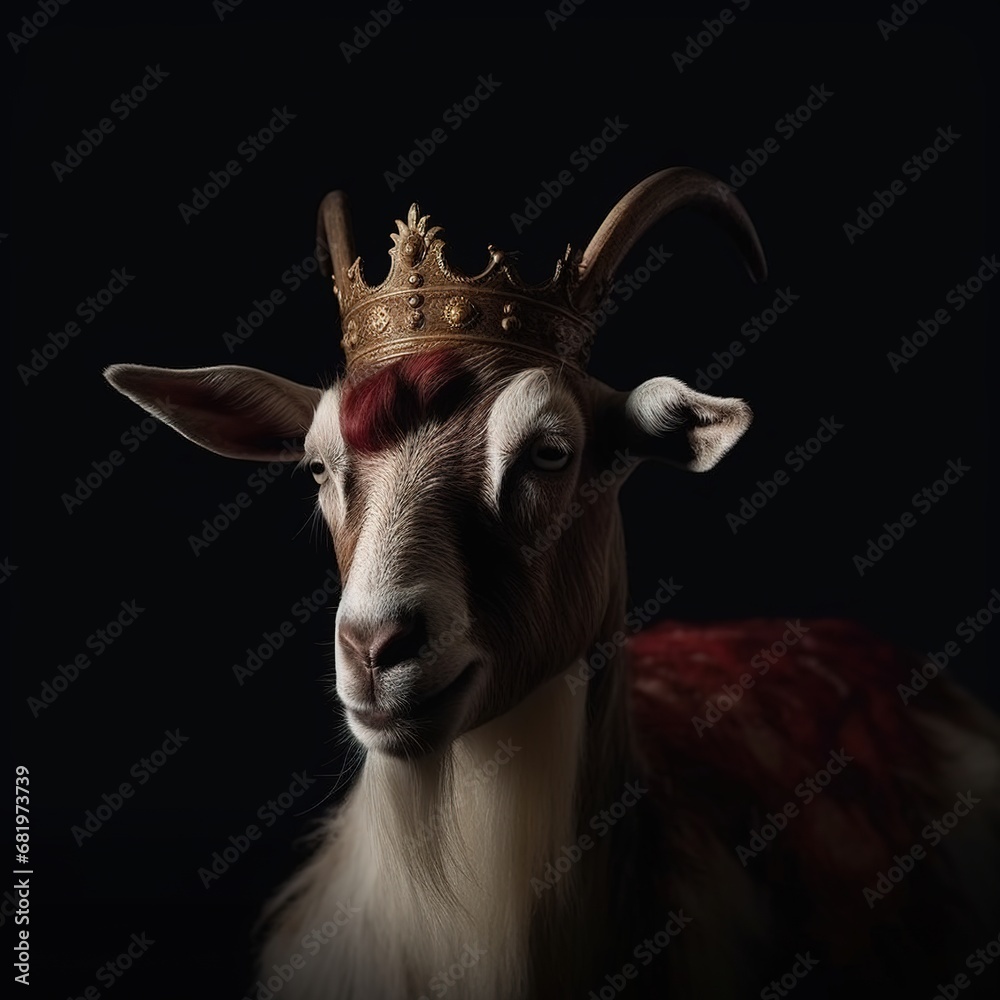 Obraz premium portrait of a majestic Goat with a crown