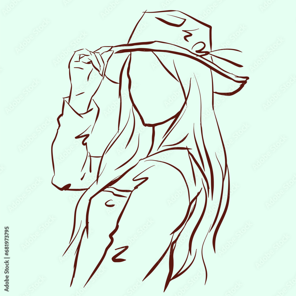 sketch of a person posing with a hat vector for illustration card decoration