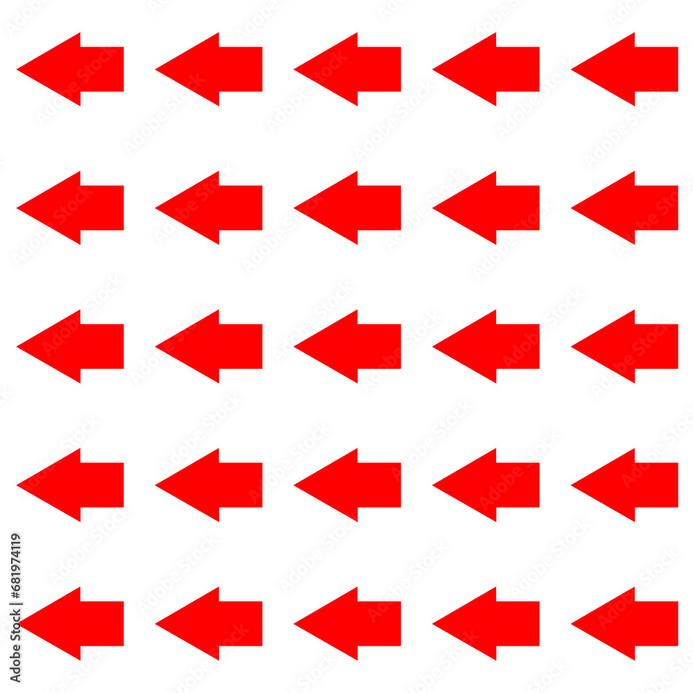 三角部分が大きい赤い矢印　25個セット - obrazy, fototapety, plakaty 