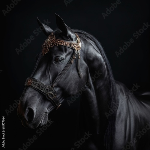 portrait of a majestic Horse with a crown © somsong