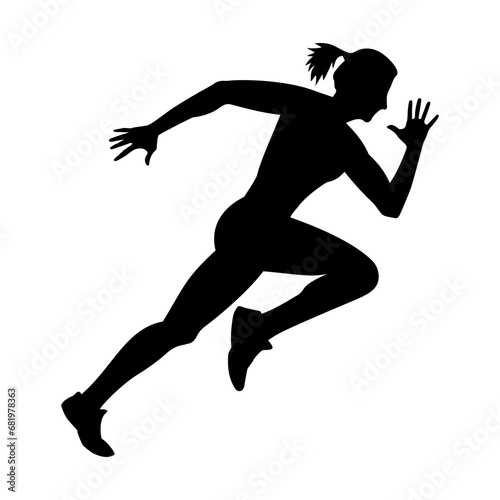 A running woman runner silhouette vector icon