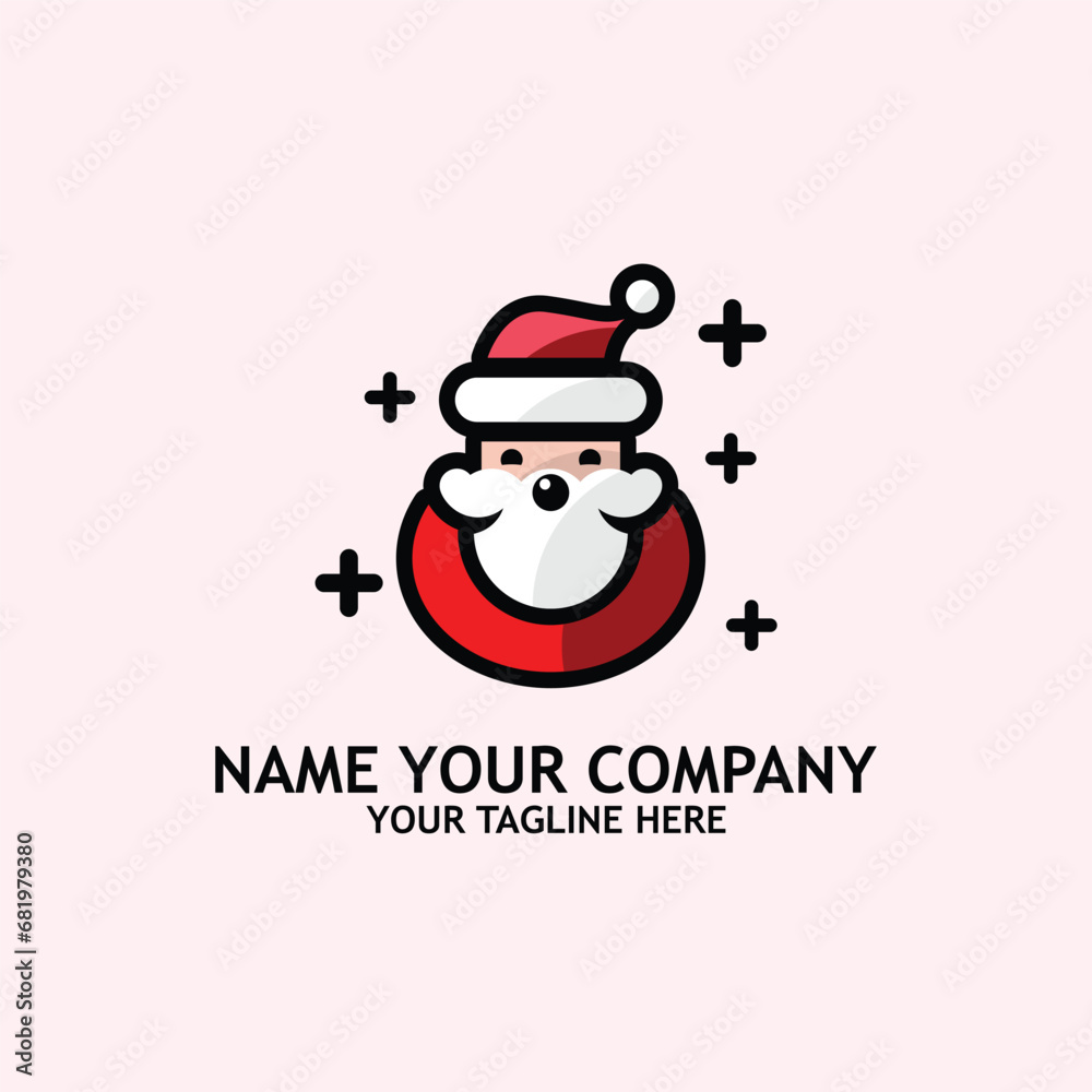 christmas flat logo with santa claus christmas flat logo with santa claus