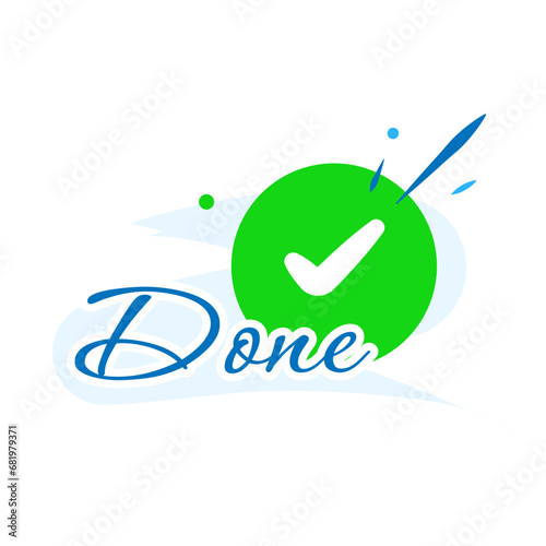 done word with check mark concept illustration flat design vector. simple, modern graphic element for landing page, empty state ui, infographic, icon