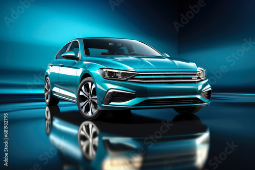 Front of the new modern car in modern style background © Atchariya63