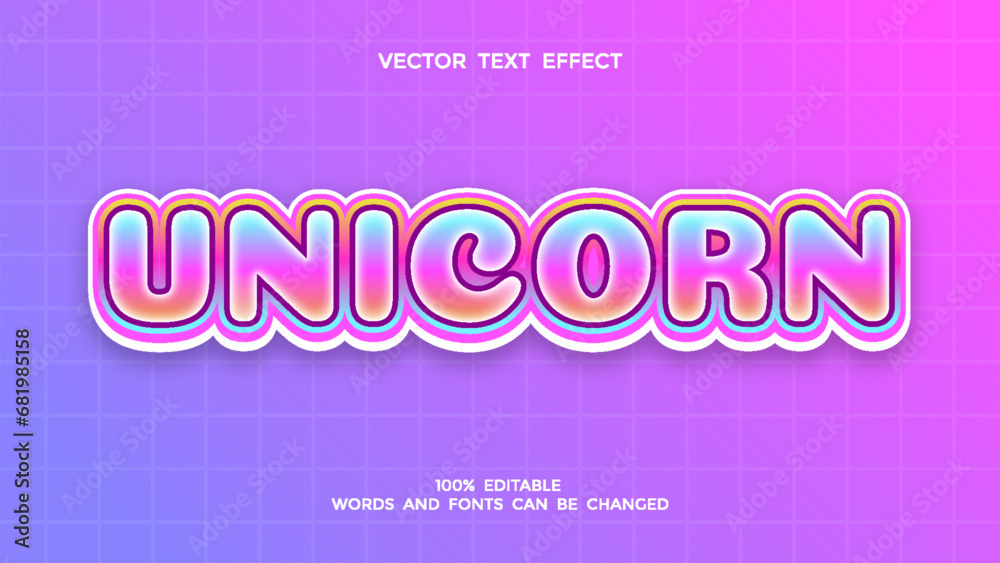 colorful unicorn editable text effect