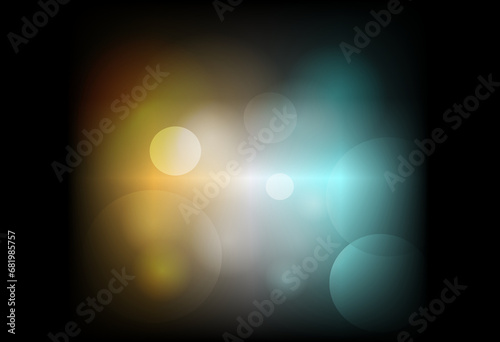 Glowing Yellow and Blue Bokeh Light Smoke Background