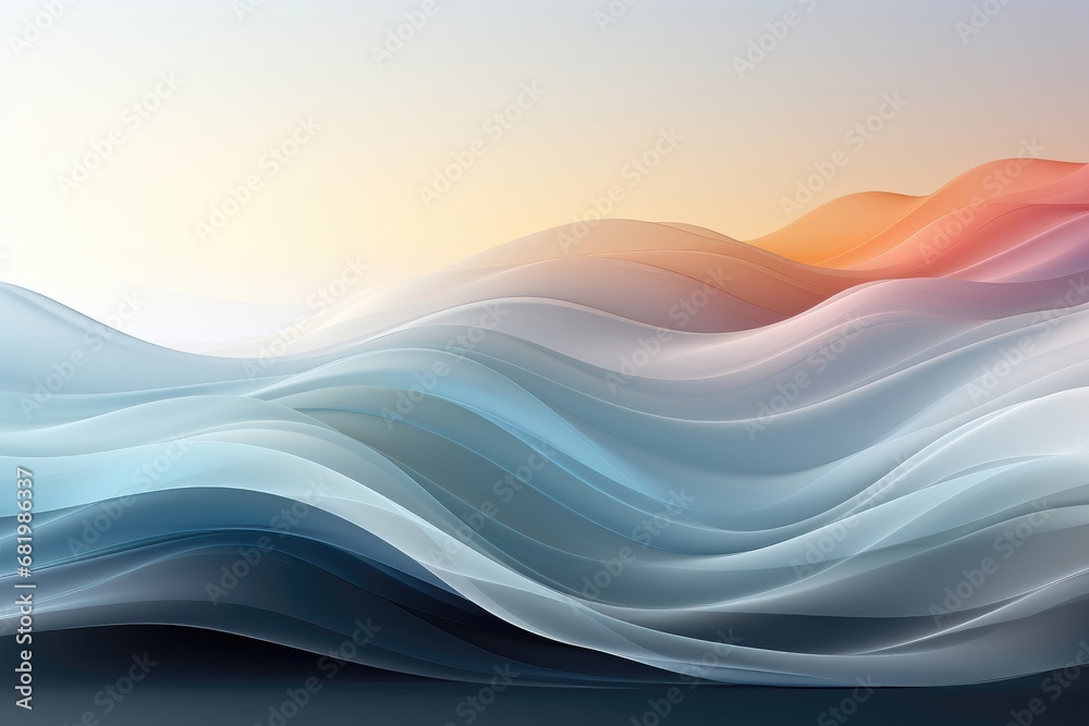 An abstract background image features a tranquil color gradient that enhances the serene waves, creating a visually soothing and harmonious composition. Illustration