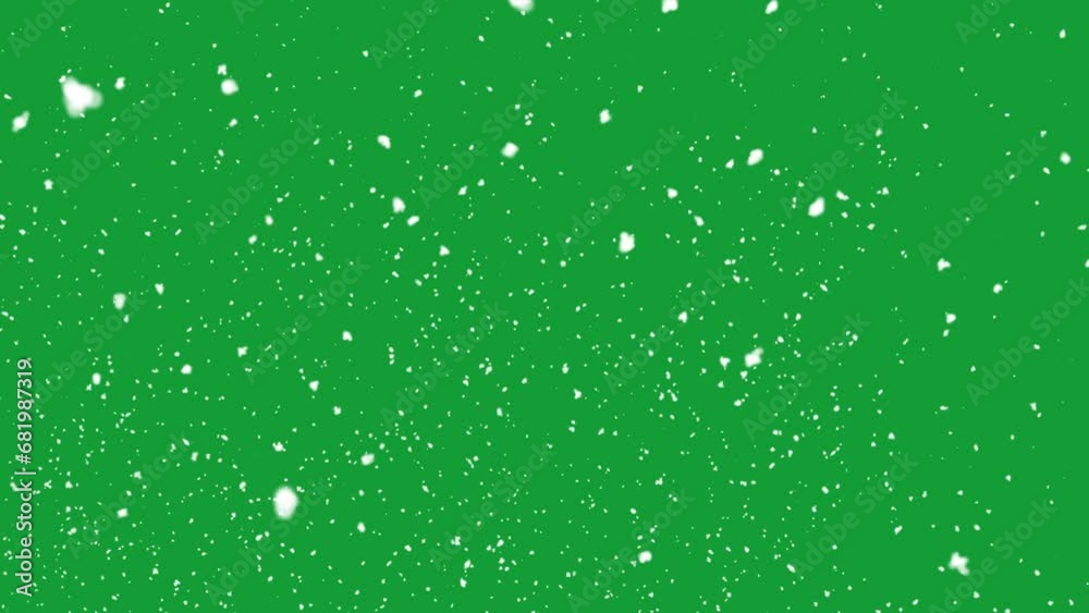 Snow falling on green background