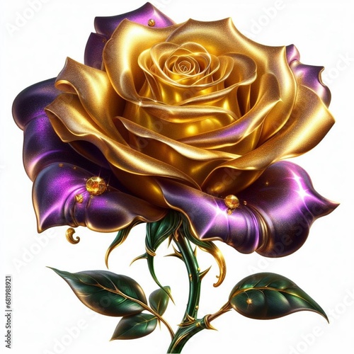 golden and purple flower in solid  background