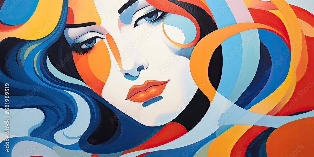 Obraz premium an abstract painting of a woman in colorful outfit, generative AI