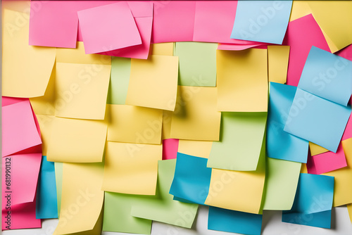 Wallpaper background covered with colorful sticky notes