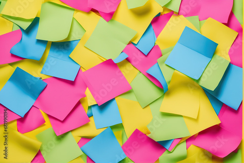 Wallpaper background covered with colorful sticky notes