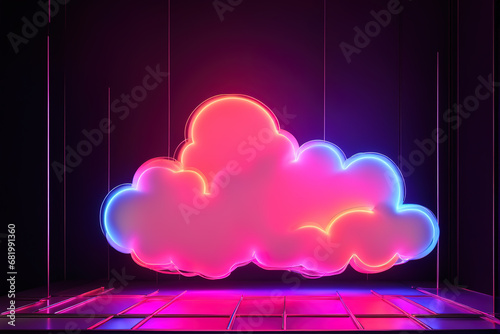 Neon colorful mystical style 3D cloud model