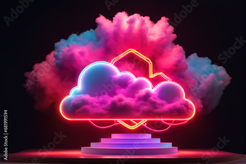 Neon colorful mystical style 3D cloud model