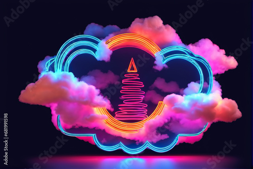 Neon colorful mystical style 3D cloud model