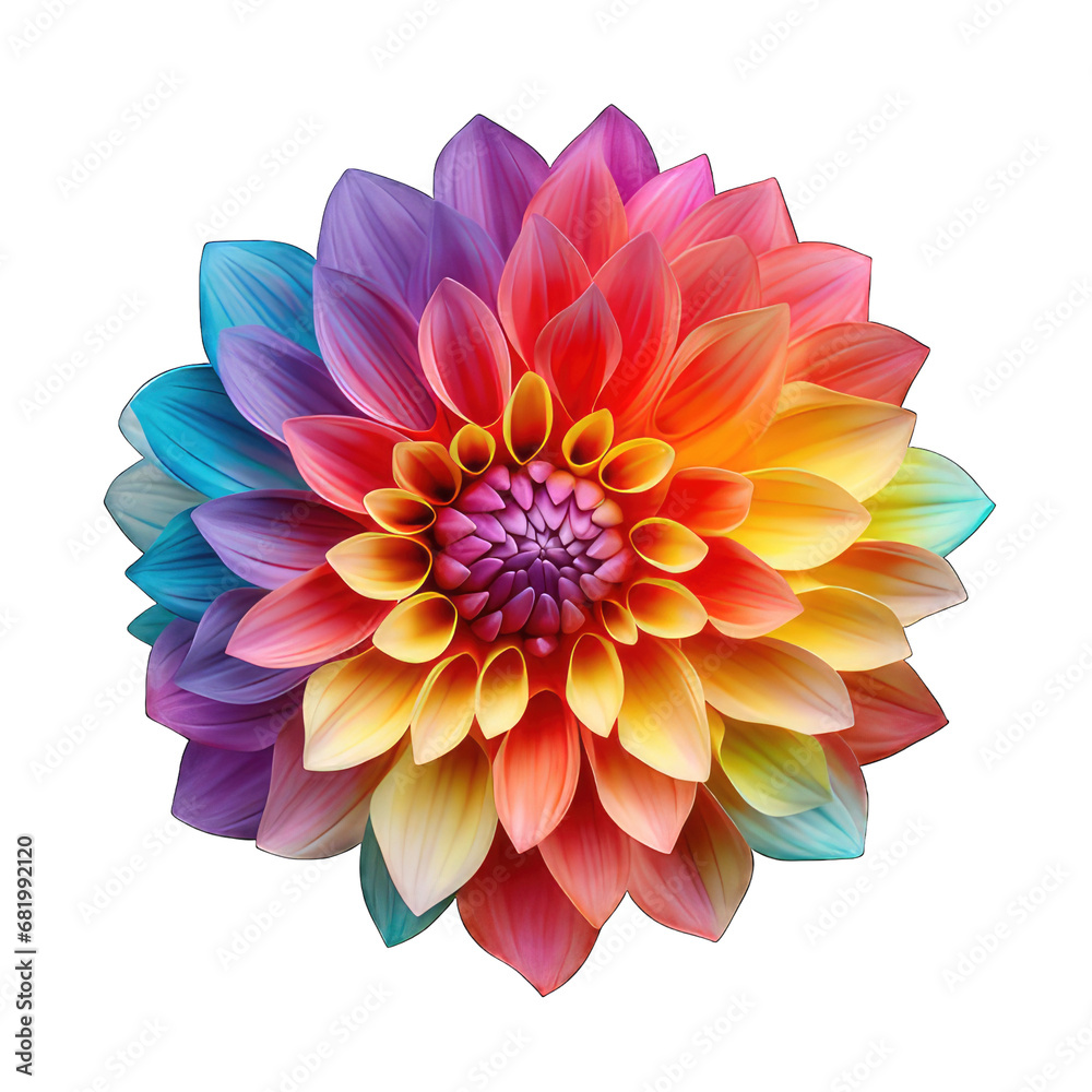 Obraz premium a rainbow colored flower on transparent background