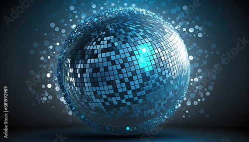 Blue sco Ball facet mirror disco dance club rose purple party spangle shiny sparkling background flier cardboard card poster evening festive competition night music musical year 70 80 90 retro photo