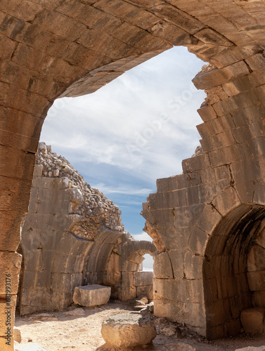 Wallpaper Mural Collapsed  ceiling in a side watchtower in the medieval fortress of Nimrod - Qalaat al-Subeiba, located near the border with Syria and Lebanon in the Golan Heights, northern Israel Torontodigital.ca