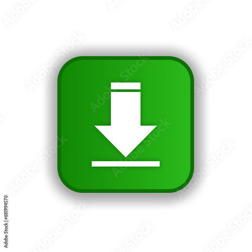 download button green circle transparent box background, down arrow button