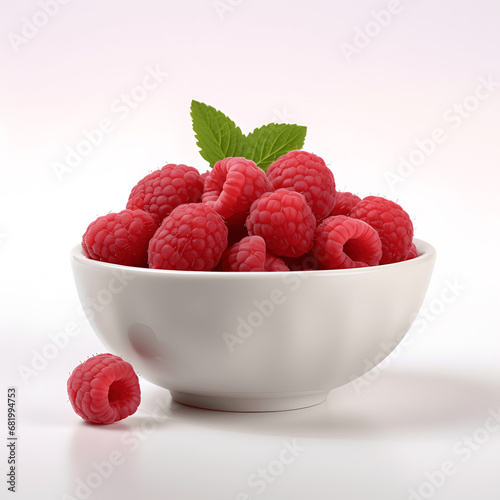 raspberries in a white bowl