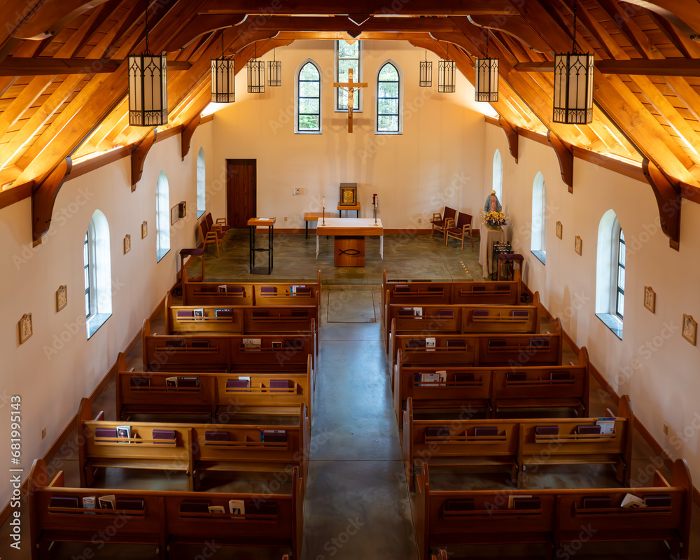 National Shrine of St. Thérèse in Juneau, Alaska. Interior of chapel