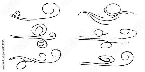 doodle wind  blow, gust design isolated on white background. vector hand drawn illustration
