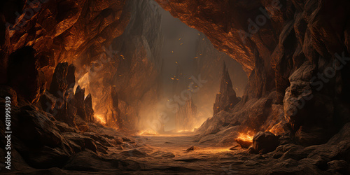 Mountainous stone cave entrance inviting exploration